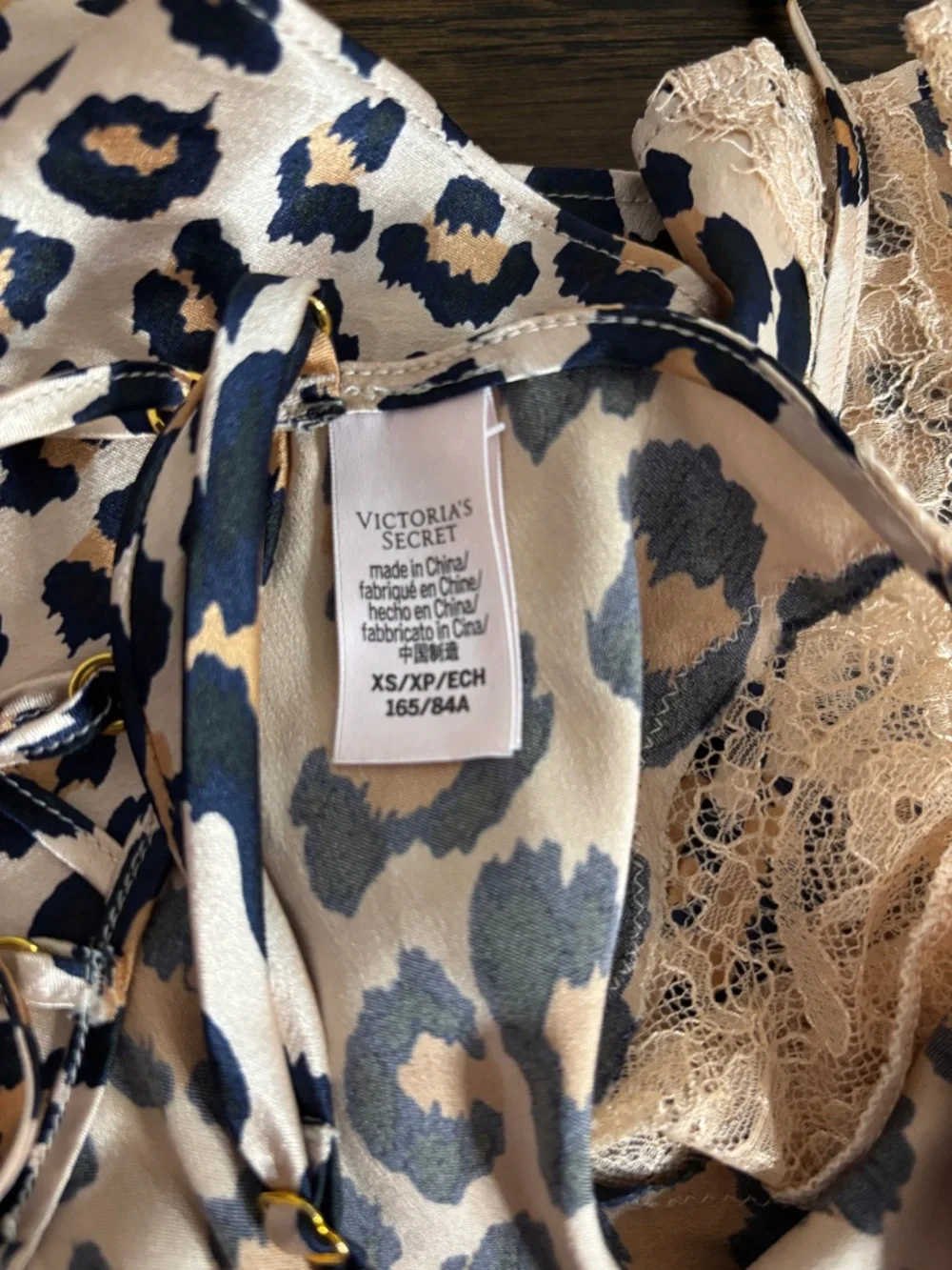 Victoria’s Secret Leopard Lace Cami XS Y2K Satin Tie Back Top Going Out - Picture 8 of 14